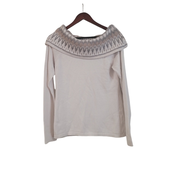 White House Black Market Sweaters - White House Black Market Fair Isle Knit Sweater Size Medium Pullover Cotton Blen